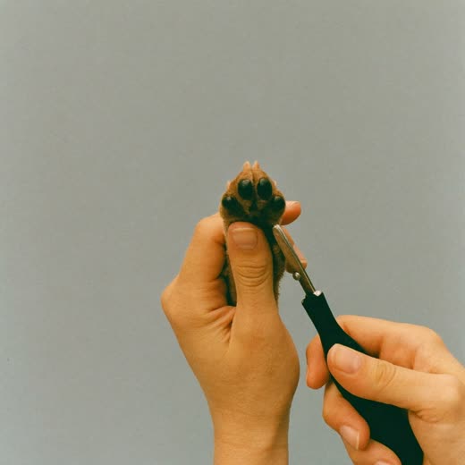 A dog's paw held gently while its nails are trimmed